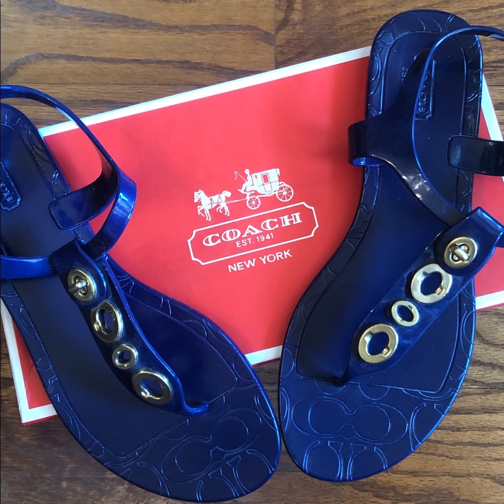 Navy Blue Coach Sandals